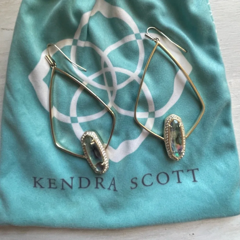 Kendra Scott Arianna Gold Drop Earrings in Abalone Shell - Picture 2 of 4